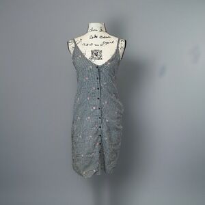 Anthropologie Everly Gingham Dress with‎ Embroidered  Casual Sundress S